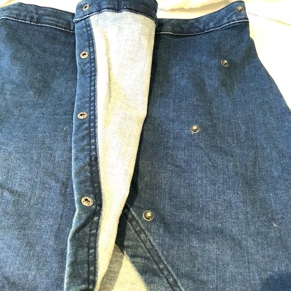 x Free People Mini Skirt Blue Denim with Diagonal Front Snaps (12) - Picture 9 of 10